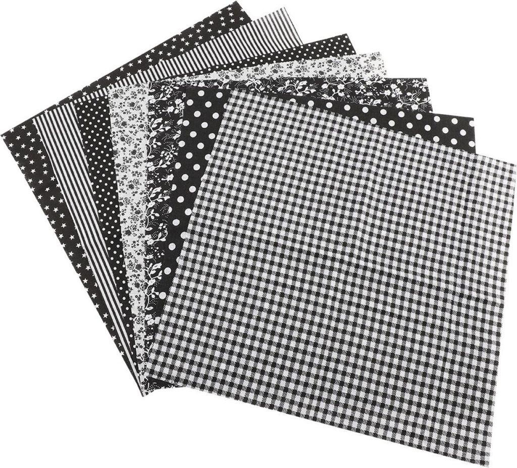 7-teiliges Set Quiltstoff-Bundles, bedruckte Baumwoll-Fat-Quarters, vorgeschnittene Quadrate (Schwarz) 50 x 50 cm