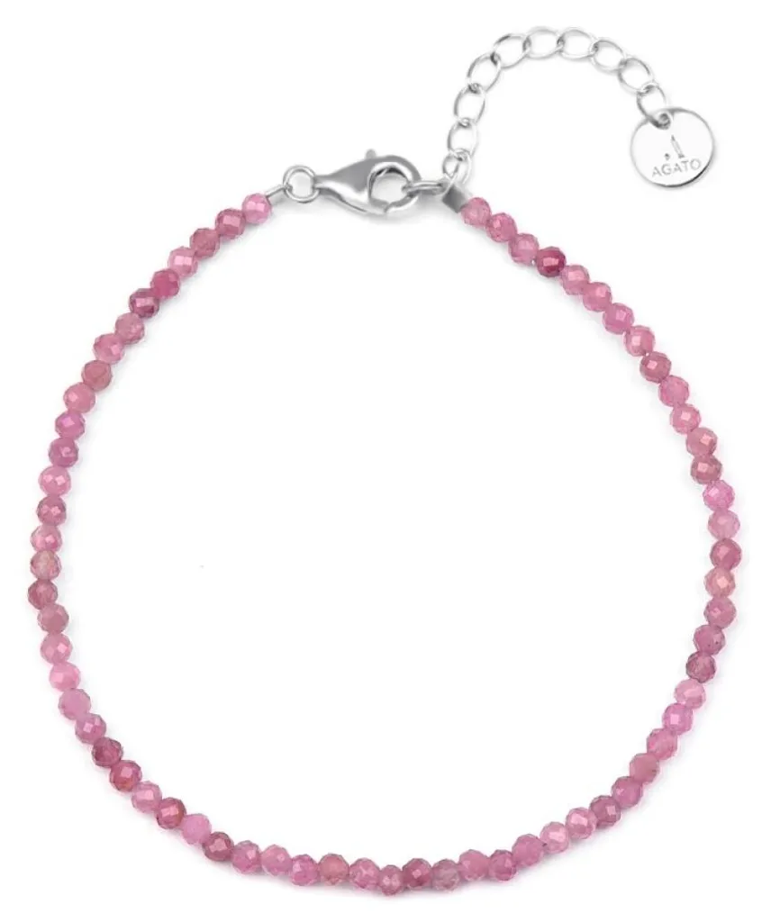 Bracelet minéral avec tourmaline rose POL-B19/21L - Bijou lithothérapie