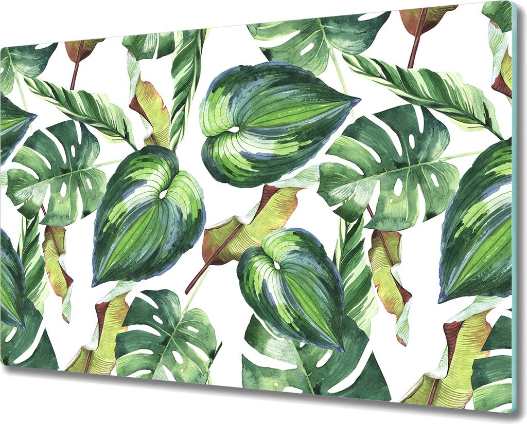 Glas-Herdabdeckplatte Glaskeramikkochfeld-Abdeckung Spritzschutz - 80x52 cm - Vogelbeere Aquarell