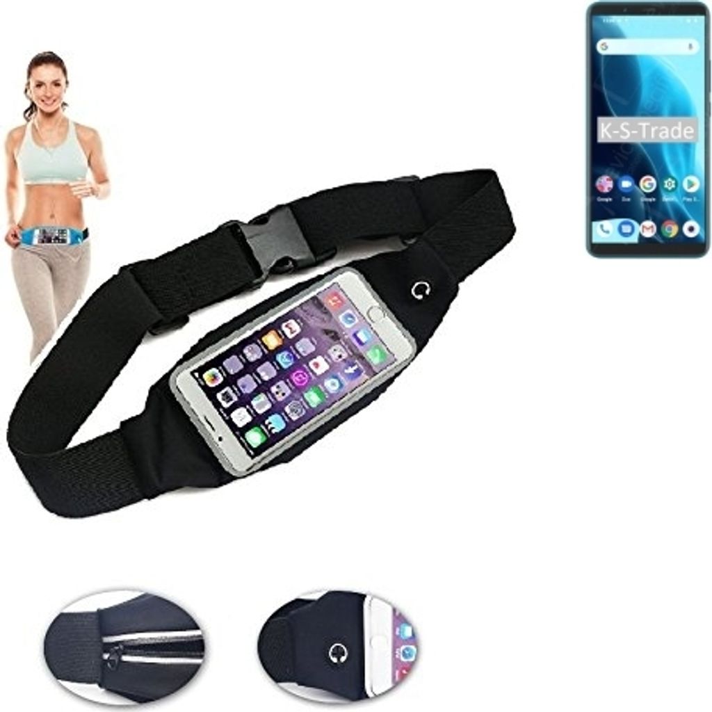 K-S-Trade Jogging-Armband kompatibel mit Cubot Note 9 Gürteltasche Umhängetasche Bauchtasche schwarz Sport Running Jogging Fitness Laufen Exercise