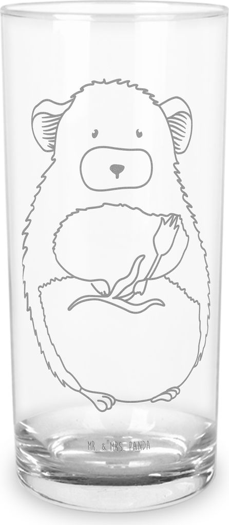 Mr. & Mrs. Panda Glas Chinchilla Blume 200 ml - Transparent - Geschenk, Longdrinkglas, Wasserbecher, Lustige Sprüche, Tumbler, Chinchillas, Büro,...