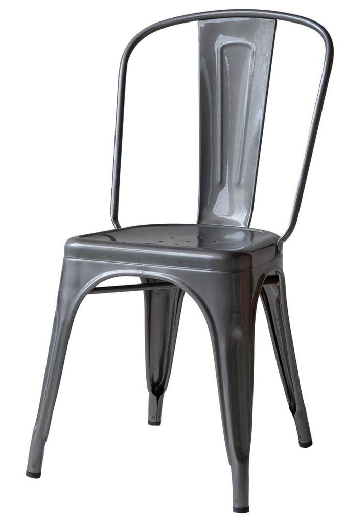 Loft Esszimmerstuhl Metall Schwarz mit Sitzfläche aus GRAPHITE– Industrial Design, stabiler Dining Chair