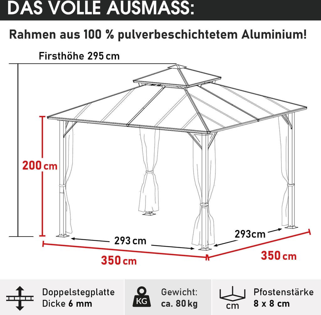 BRAST Pavillon Aluminium Pagode 3,5x3,5m Kaufland.de