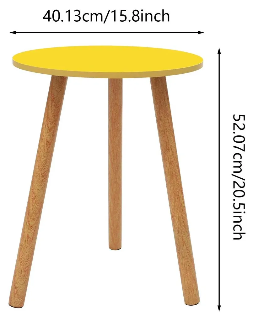 Table à thé ronde jaune pour petit salon - Table d'appoint gain de place - 2