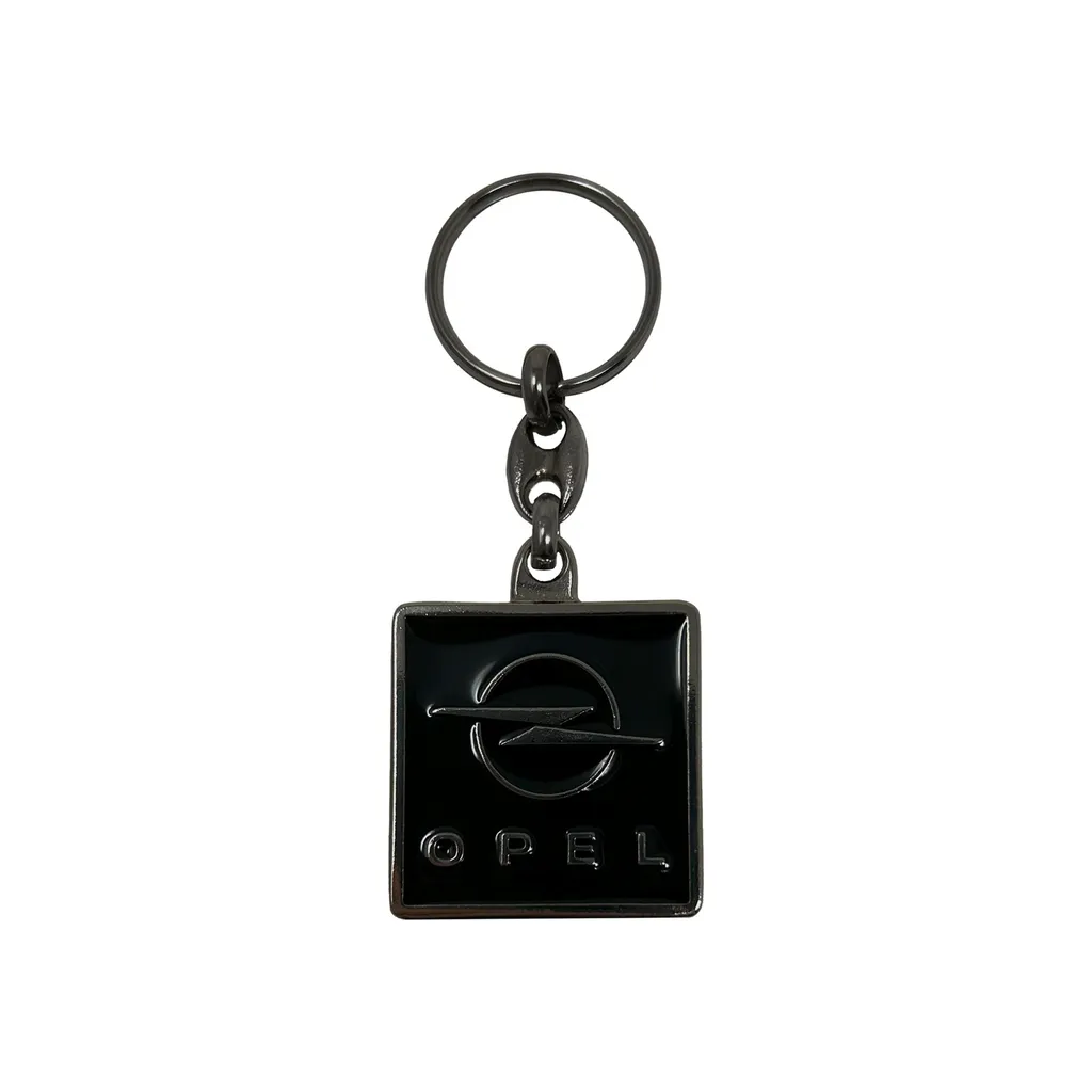 Portachiavi Opel in Metallo Nero 90x35mm - Accessorio Auto Robusto