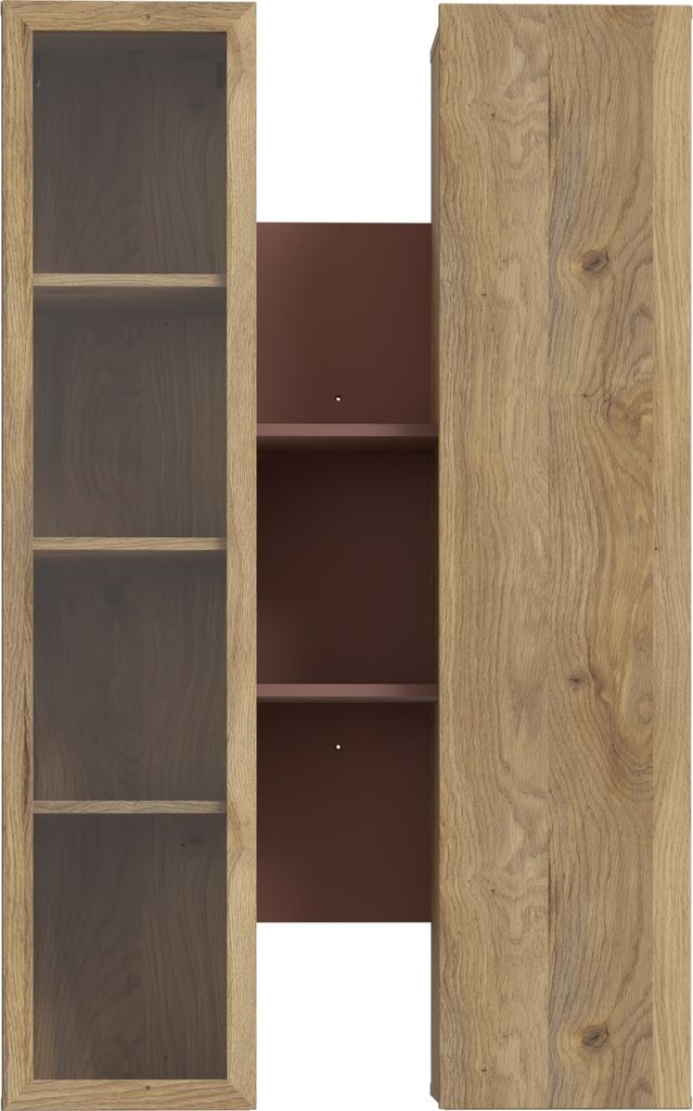 Hängevitrine >BREATHTAKER< 2 Türen, Terrakotta / Mauvella Eiche Nachbildung - 84,2x134,6x33,9cm (BxHxT)