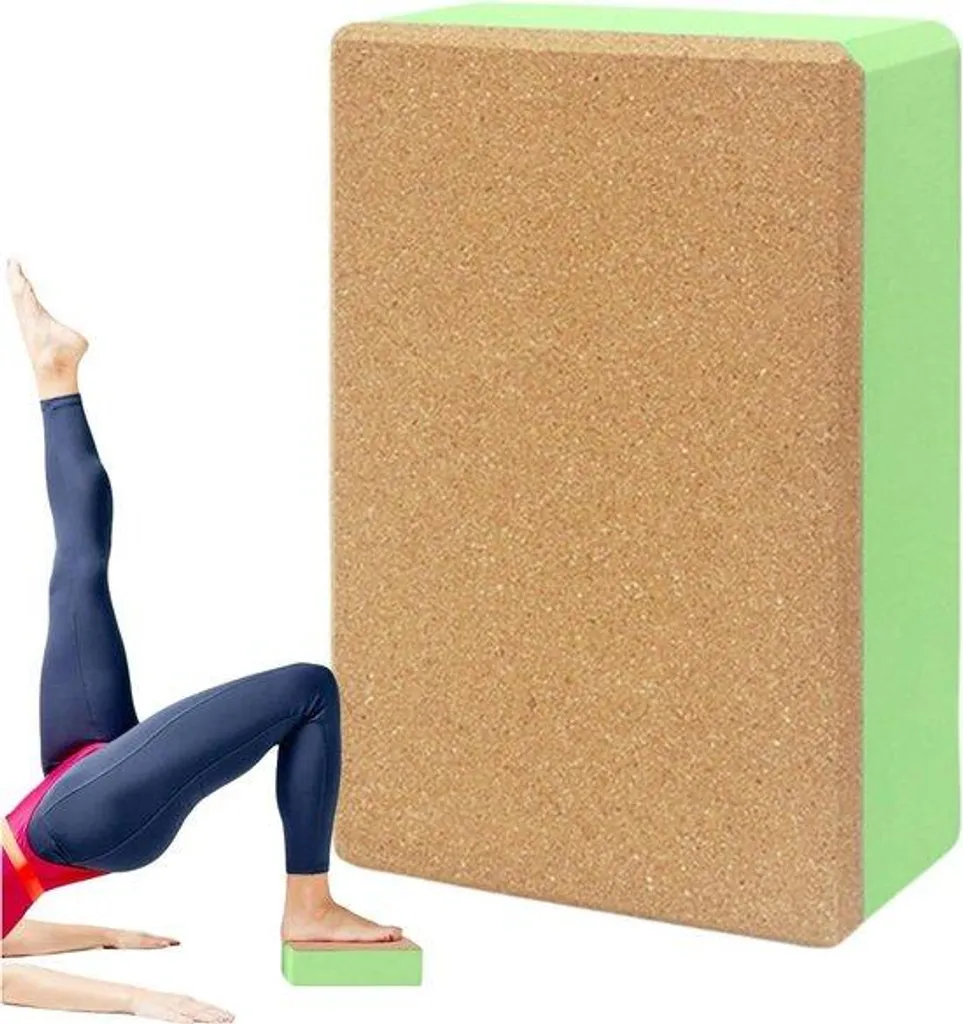 Bloc de yoga antidérapant en liège durable avec bords ergonomiques 7cm