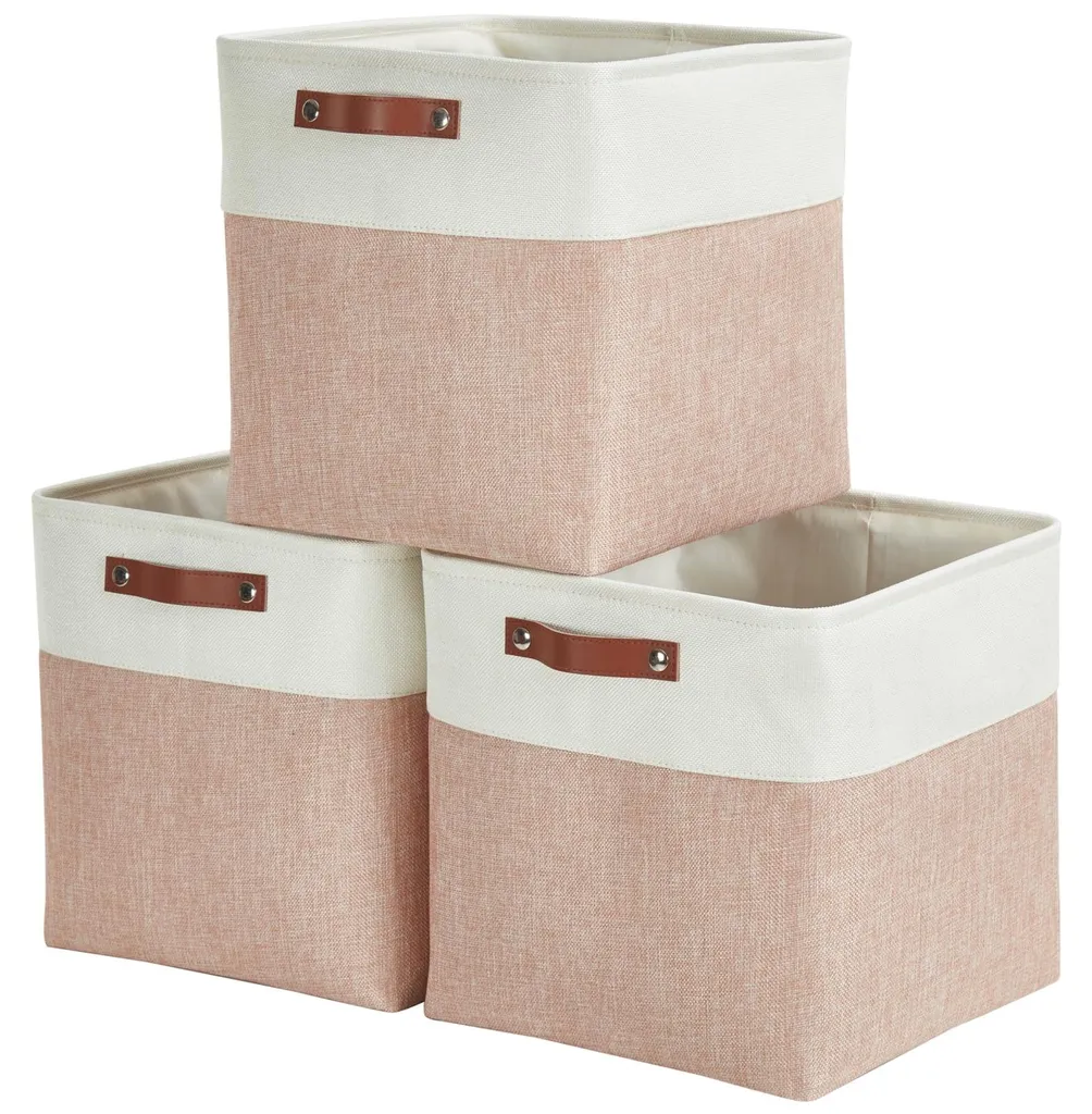 Panier de rangement cubique 33x33x33cm, lot de 3 bacs en tissu avec poignées