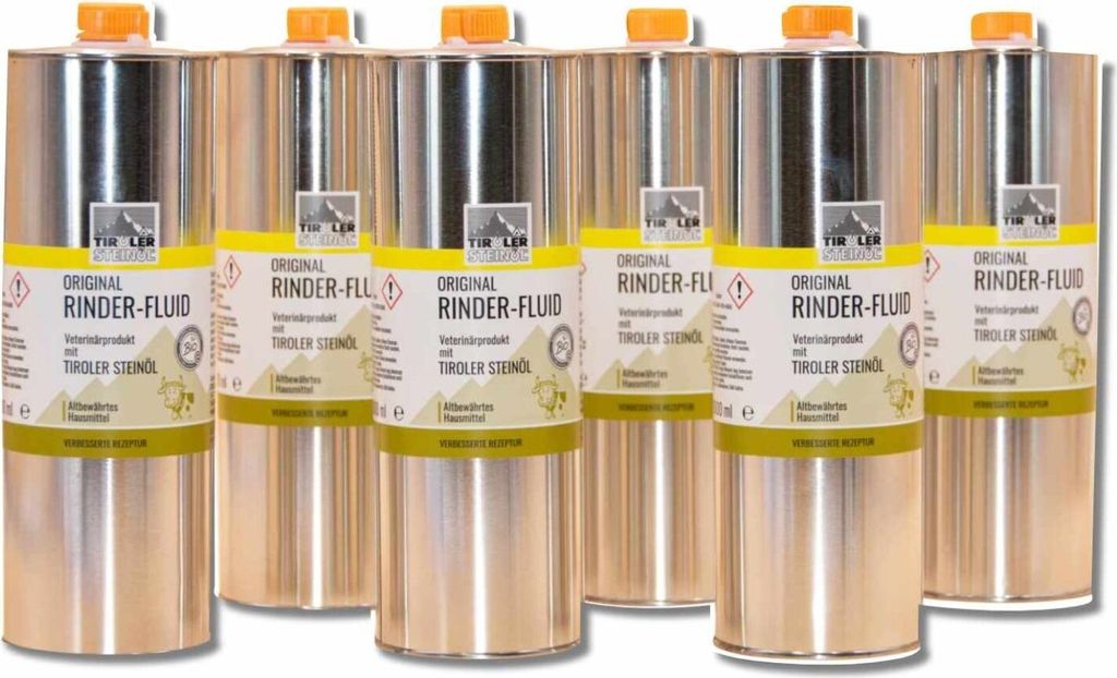 Tiroler Steinöl Rinderfluid 1000 ml Fliegen- u. Insektenschutz für Pferde Set mit 6 Stück