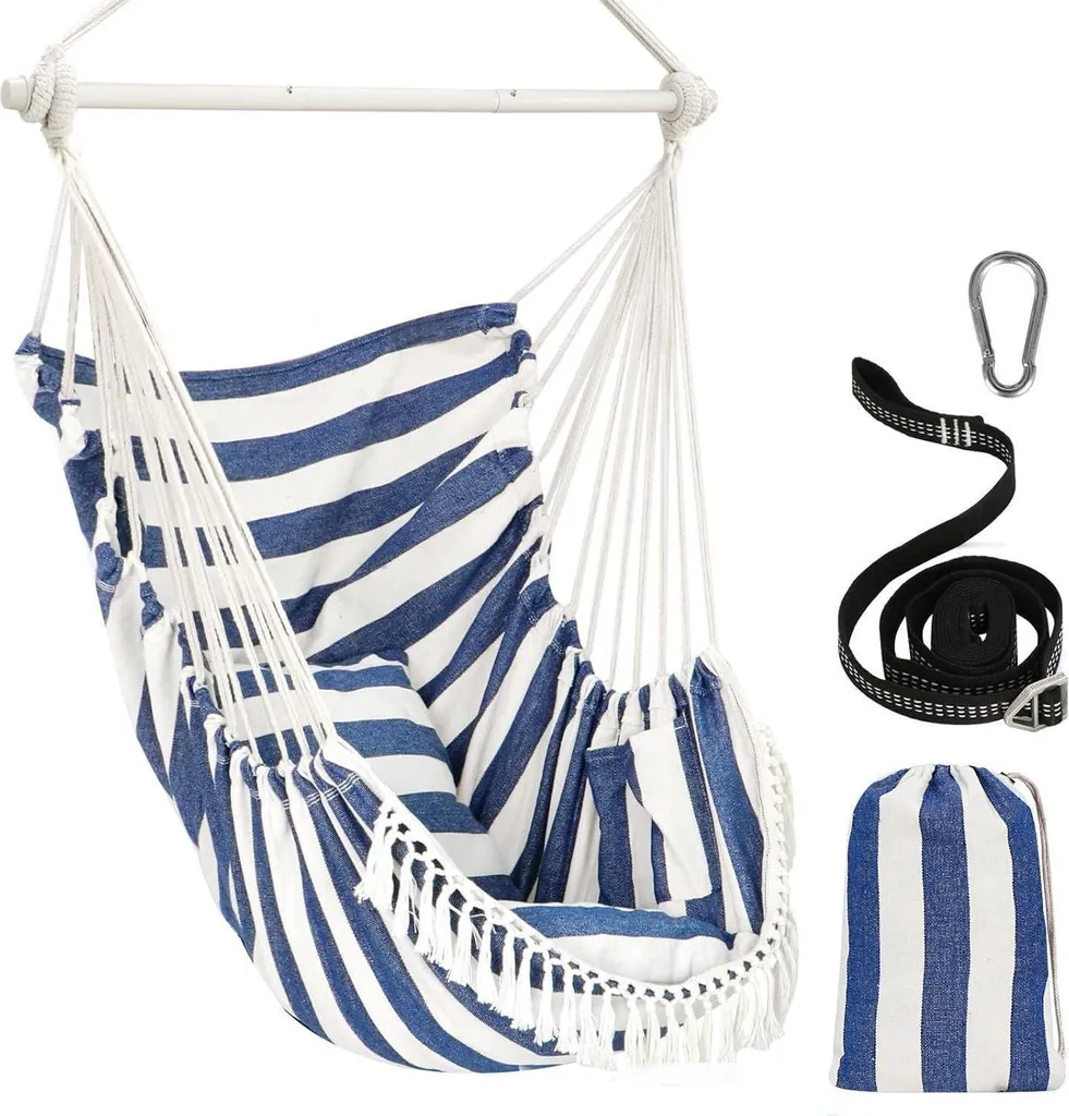 Chihee Fauteuil Suspendu en Acier 500 Livres - Macramé Portable, 2 Coussins