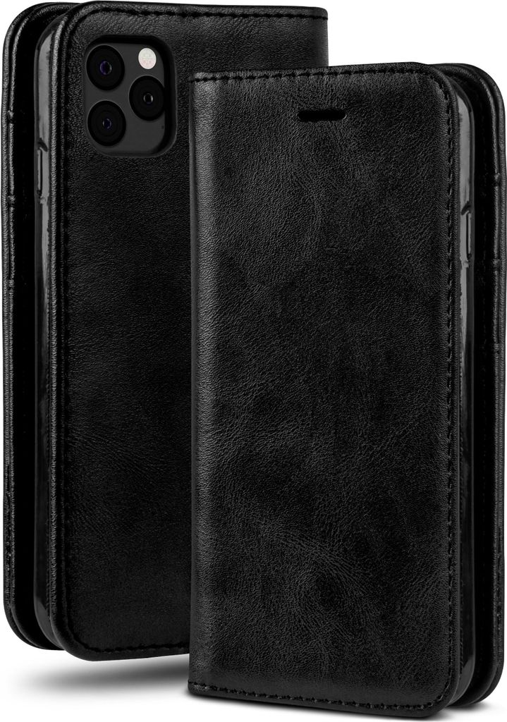 moex Klapphülle kompatibel mit iPhone 11 Pro - Hülle mit Kartenfach, Onyx Schwarz