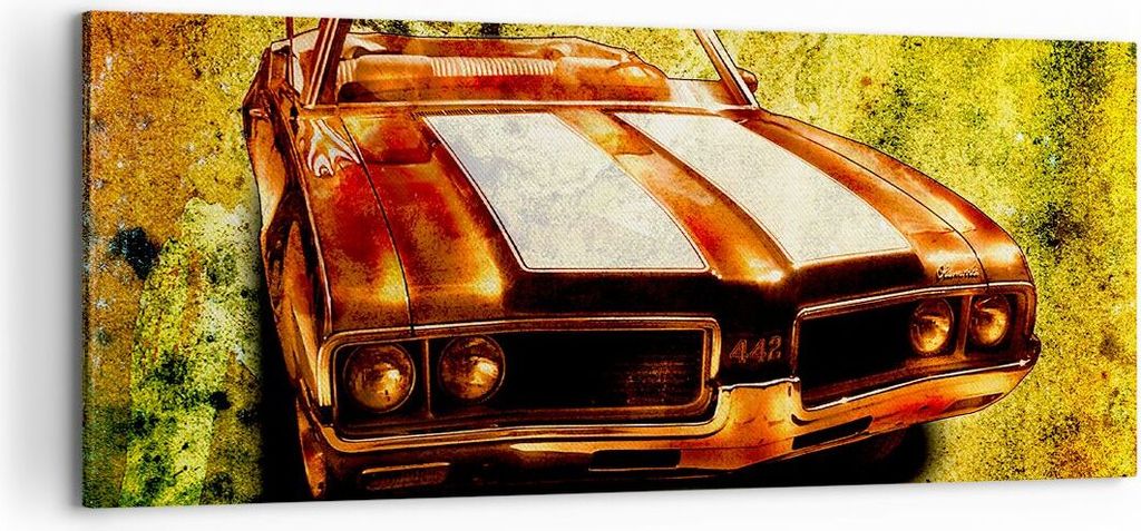Bild auf Leinwand - Leinwandbild - Auto Geschwindigkeit Cabriolet - 120x50cm - Wand Bild - Wanddeko - Leinwanddruck - Bilder - Kunstdruck - Wanddek...
