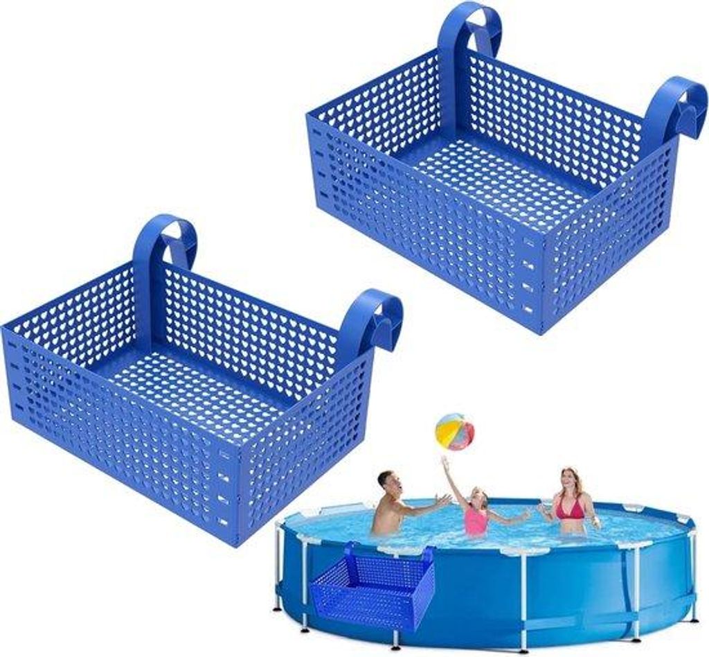 Zwei blauwe Schwimmbecken- Aufbewahrungsbecher, 21,6 l, faltbarer Trinkbecherhalter, Schwimmbecken, Aufbewahrungsbecher aus recyceltem Kunststoff, ...