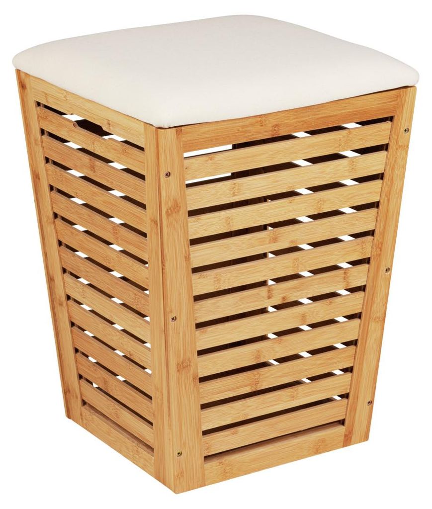 Coffre à linge Bambusa avec assise rembourrée Image du produit 