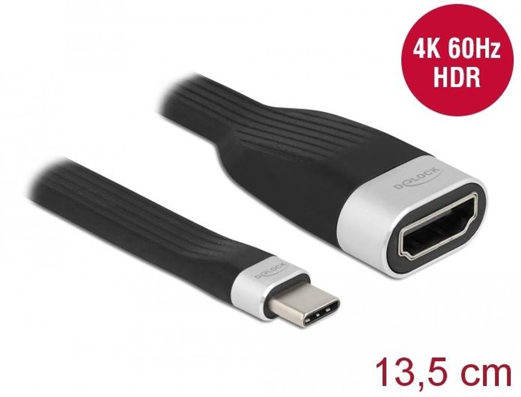 Delock FPC Flachbandkabel USB Type-C zu HDMI (DP Alt Mode) 4K 60 Hz 13,5 cm