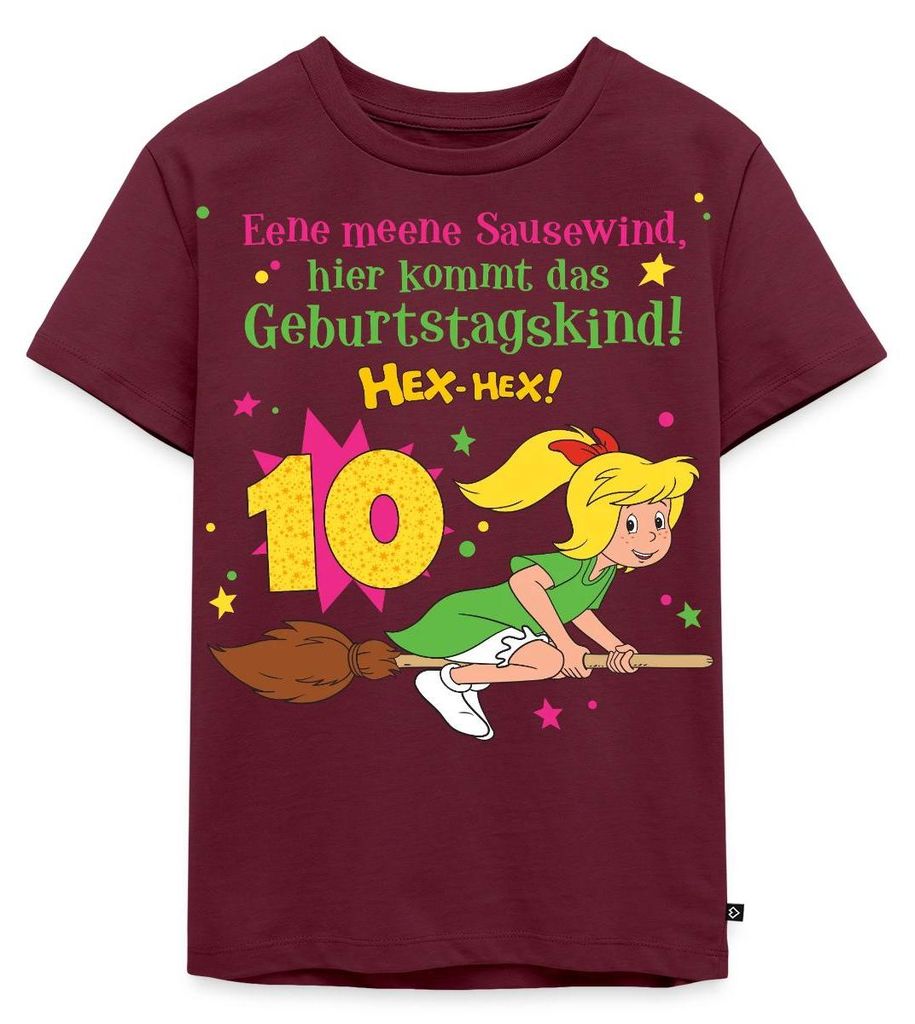 Spreadshirt Bibi Blocksberg Geburtstagsdesign 10 Jahre Kinder Premium T-Shirt, 122/128 (6 Jahre), Burgunderrot