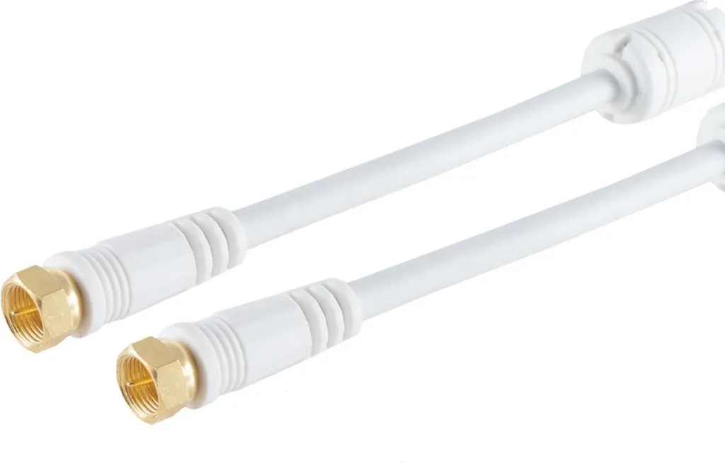 Câble coaxial blanc de 2,5m avec prises F pour démodulateur satellite