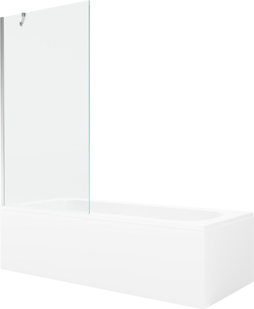 Mexen Vega rechteckige Badewanne 160 x 70 cm mit Verkleidung und 1-flügliger Duschabtrennung 90 cm, transparent, chrom - 5501160
