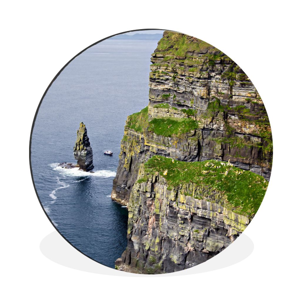 MuchoWow Aluminium Wandkreis Steile Klippen von Moher in Irland Ø 30 cm Wanddeko Modern Wohnzimmer - Wand Bild - Wohnzimmer - Runde Bilder - Alu...
