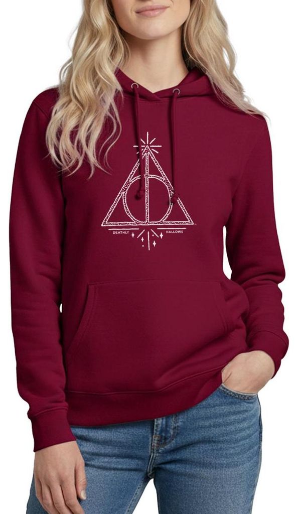 Spreadshirt Harry Potter Heiligtümer des Todes Symbol Damen Hoodie, XXL, Bordeaux