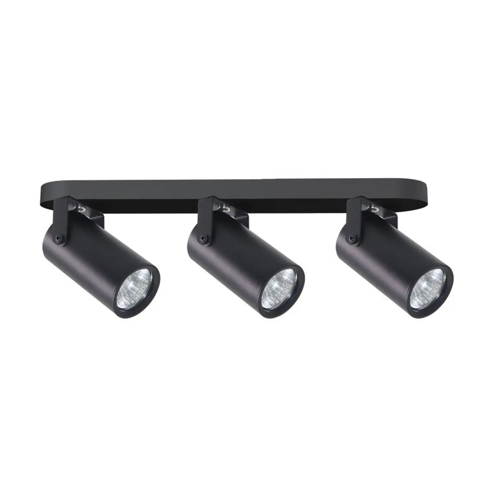 Spot orientable noir mat GARY - Plafonnier moderne 3 têtes GU10