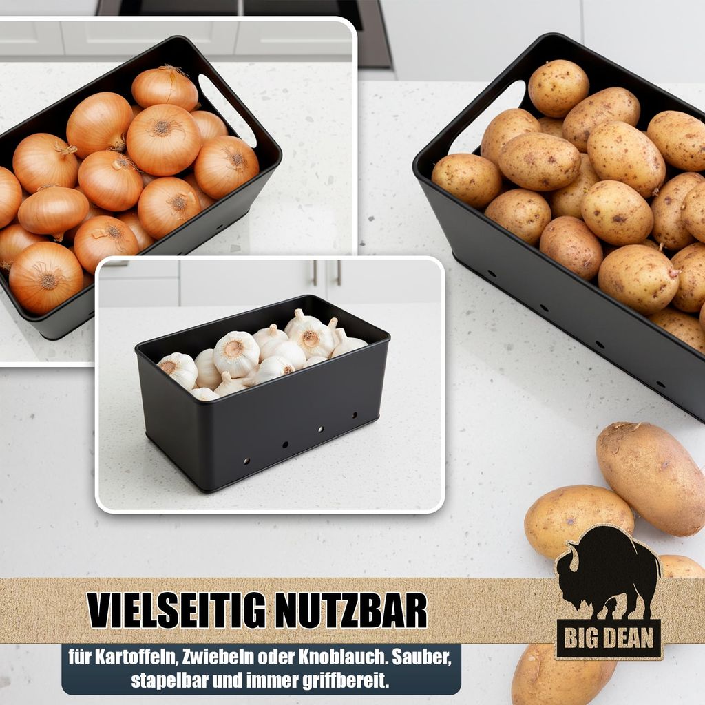 BigDean 3er Set Kartoffel Aufbewahrungsbox für Kartoffel