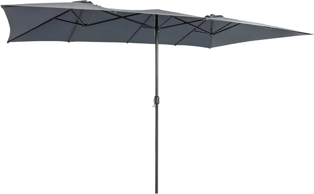 Parasol rectangulaire double XXL gris avec manivelle et protection UV 2k