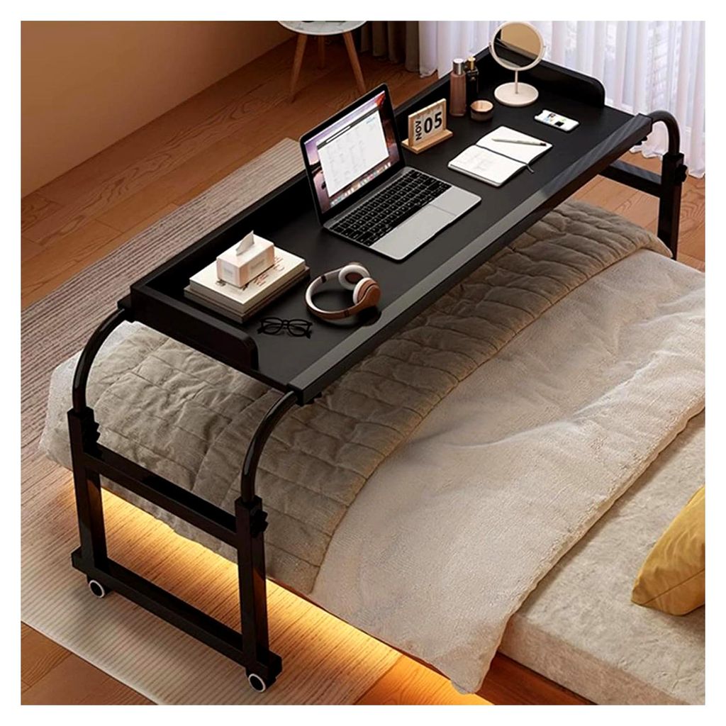 Höhenverstellbarer Überbetttisch 65-95 cm, mobiler medizinischer Arbeitsplatz mit Rollen, Tisch für Lebensmittel für Zuhause oder im Krankenhaus