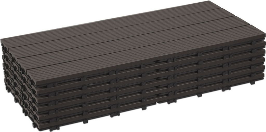 Jayseuw 18 Stück=3 m² Terrassenfliesen Balkonfliesen WPC Fliesen Balkon Garten Dunkelbraun 30x60cm