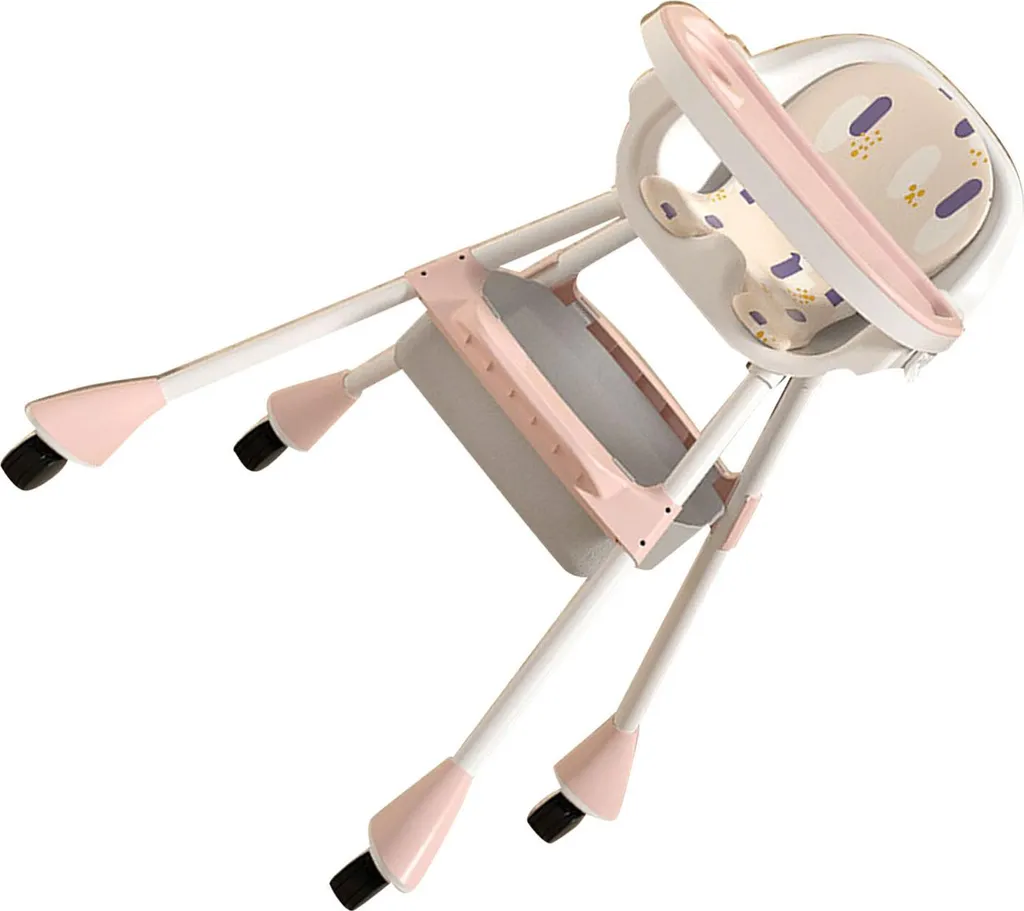 Chaise haute de repas pour bébé modulable et facile à ranger rose