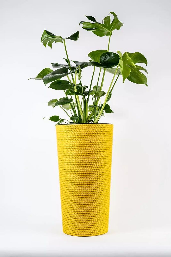 Adoni Pflanzkübel Grün 22x36 cm mit Roter Anthurium - Handgemacht Blumenkübel Übertopf Hoch Pflanzgefäß Boho Modern Wohnzimmer Kunstpflanze G...