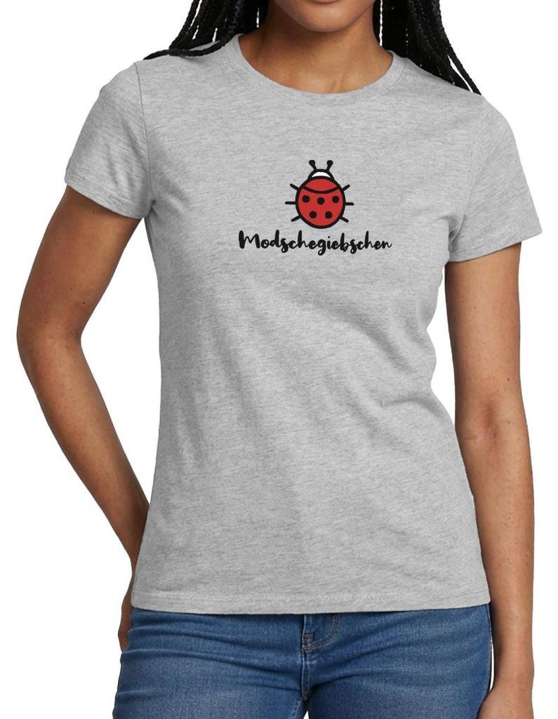 Spreadshirt Modschegiebschen Sächsischer Dialekt Sachsen Frauen T-Shirt, M, Grau meliert