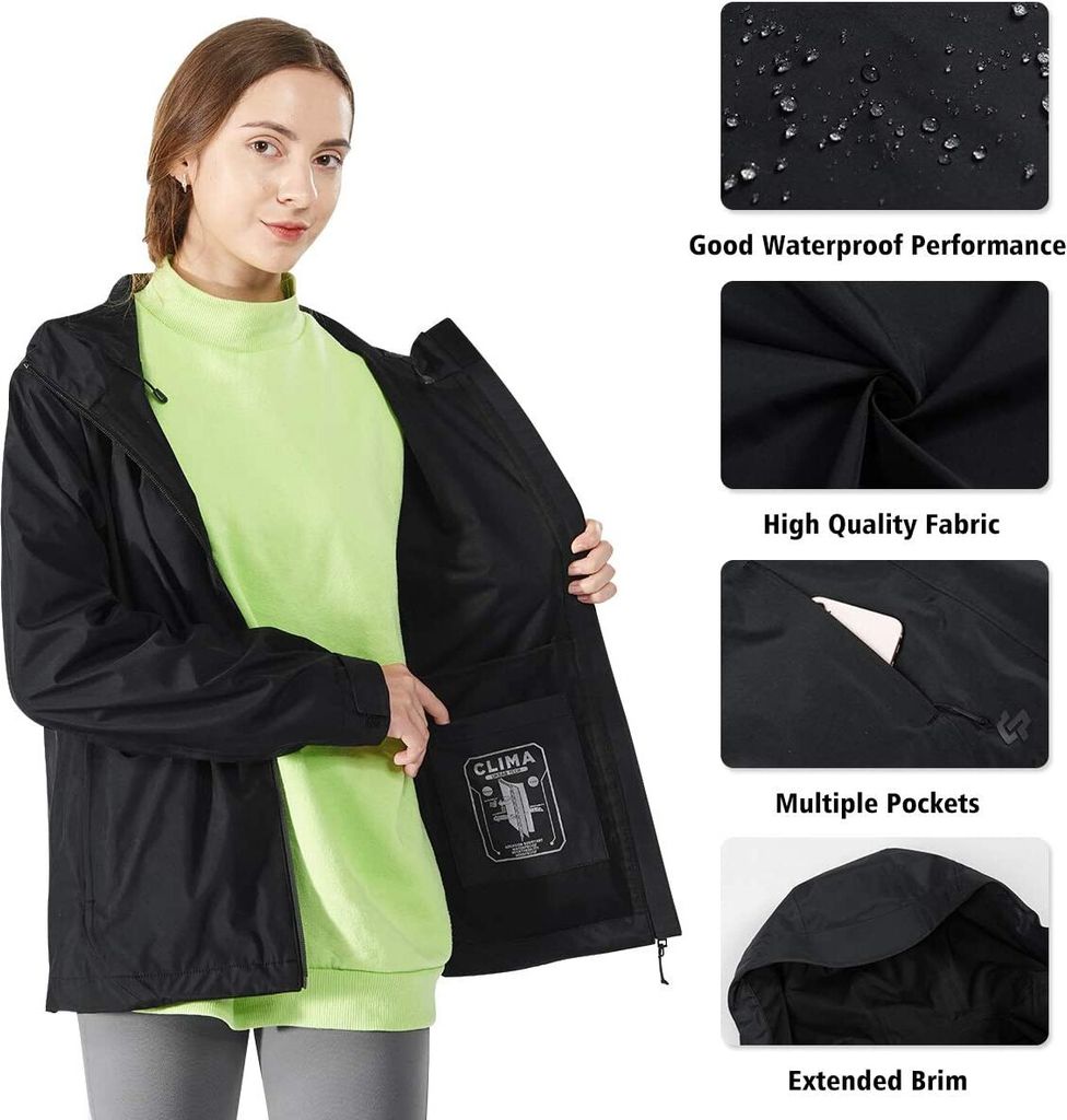 COSTWAY Wasserdichte Kapuzenjacke für Frauen, leichter, Produktbild 4