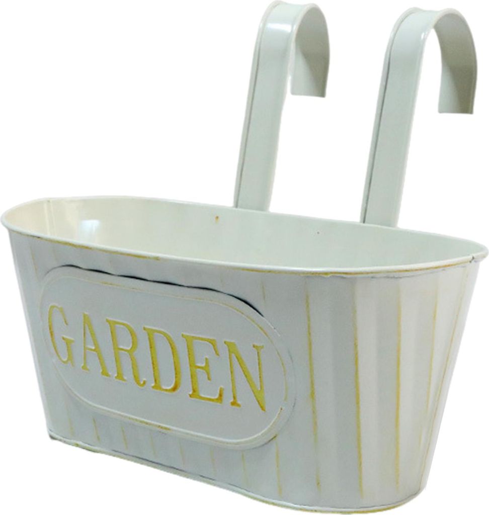 Über dem Zaun hängender Blumentopf aus Eisen, Geländer-Pflanzgefäß mit abnehmbaren Haken für Haus, Garten, Zaun, Deck, Geländer, Terrasse