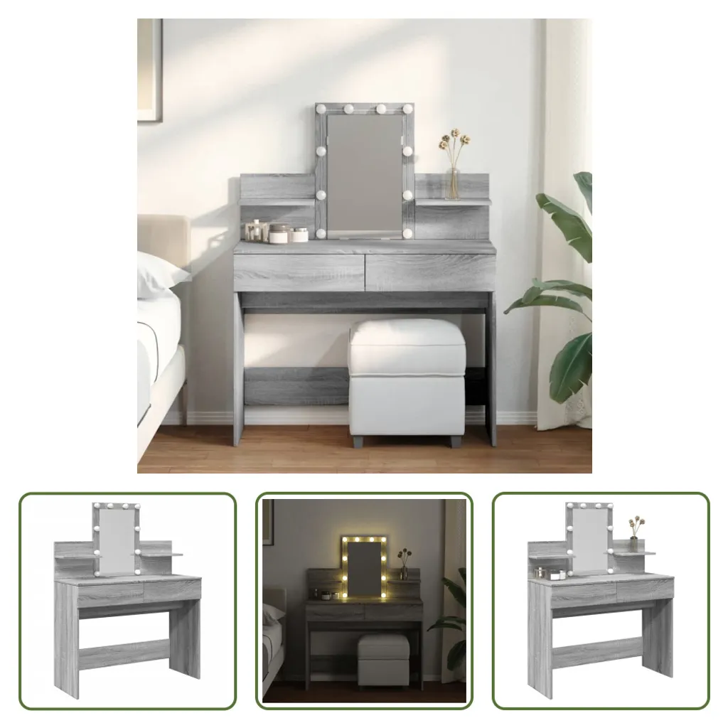 Mobile Comodino con LED 100x40x130 cm | Finitura Sonoma Grigio Elegante