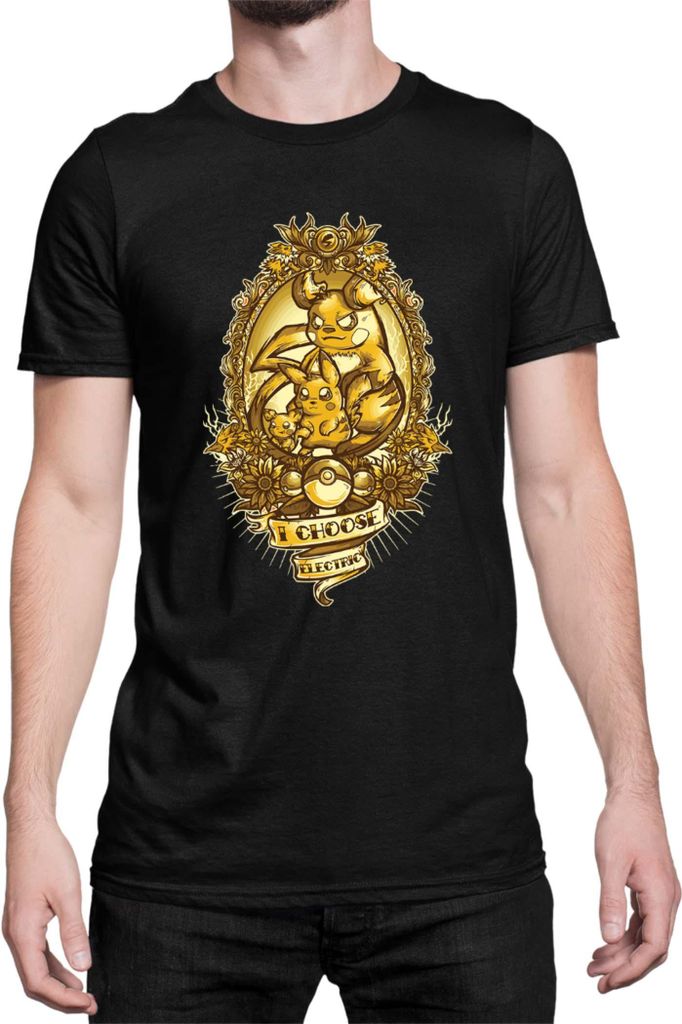Herren T-Shirt Japan Manga Anime Comics Pokemon 026, Man 5XL / Schwarz