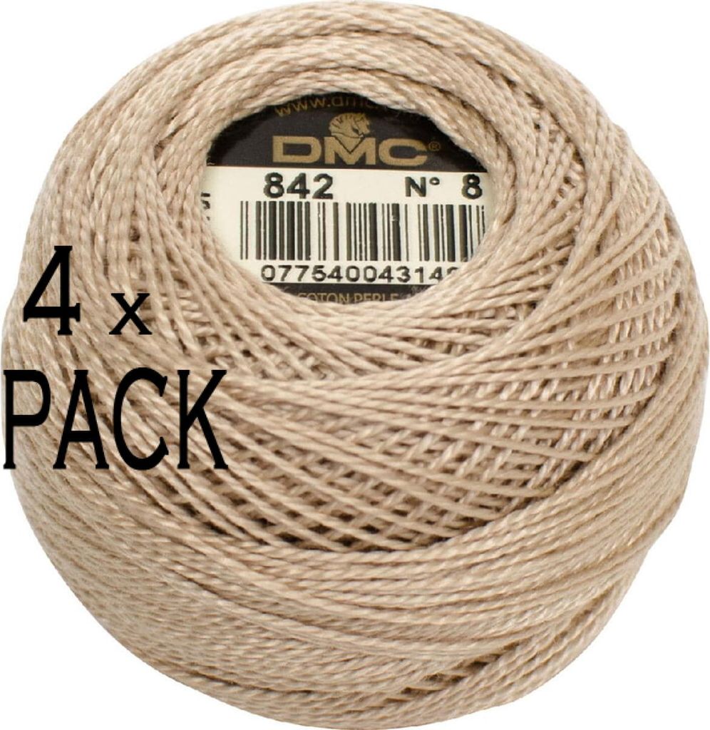 4x DMC Perlgarn Knäuel Stärke 8, 10 g, 116A/8-842, VPE