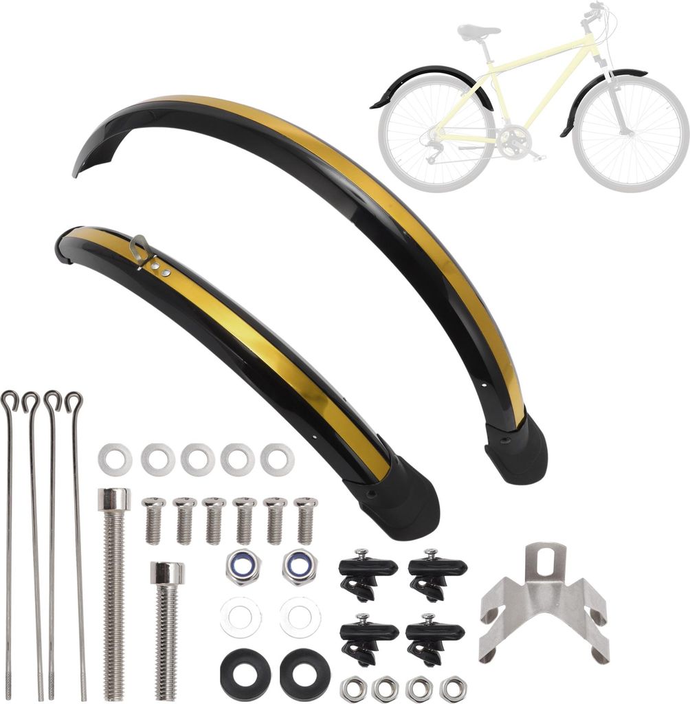 Fahrrad Kotflügelset Fahrrad Reifen Schutzbleche Vorne Und Hinten Fahrrad Schutzblech Schutzblech Für 20 Zoll Rennrad Mountainbike Schwarz Goldton