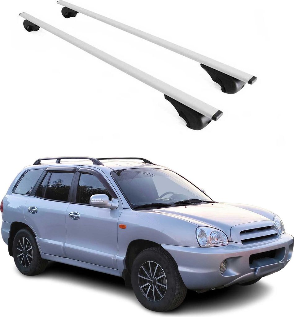 Dachträger Grundtäger für Hyundai Santa Fe 2000-2012 75kg Metall Silber 2 tlg