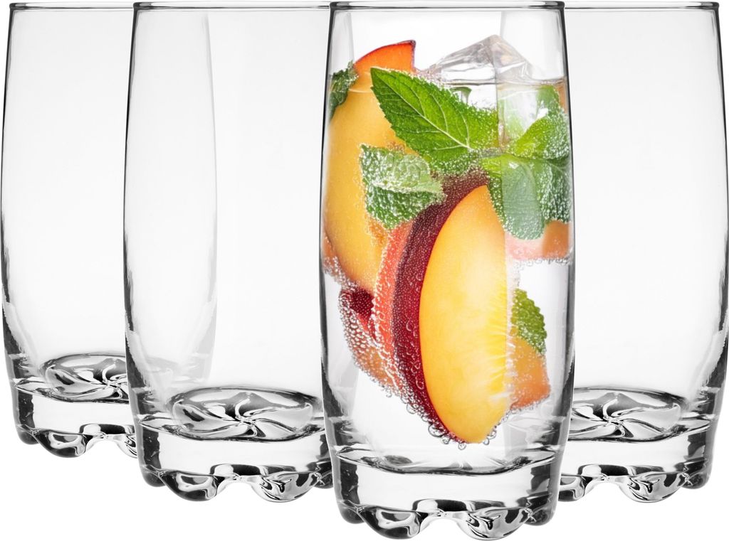 GLASMARK Gläser 4-Set 350 ml Große 4 Stück Longdrinkgläser transparent Saft und Cocktail Party Trinkglaswaren Saftgläser Trinkgläser für W...