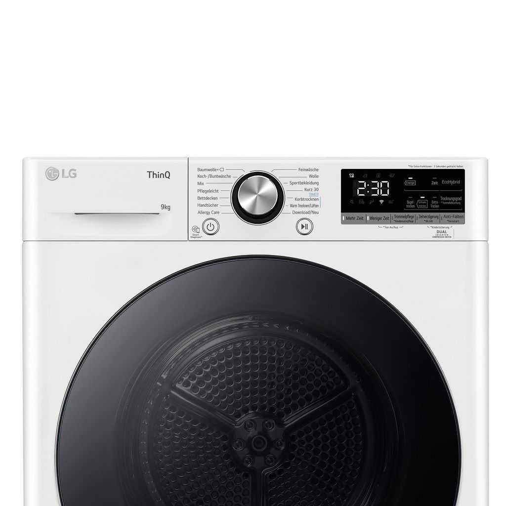 LG Wärmepumpen-Trockner 9 kg Weiß Bullaugenring: schwarz A Produktbild 4