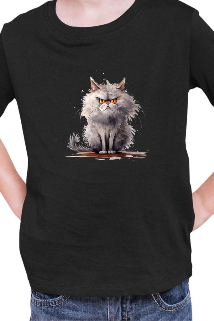 Kinder T-Shirt Funny Cats Breeds Persian Cat, 12-13 Jahr - 152 / Schwarz
