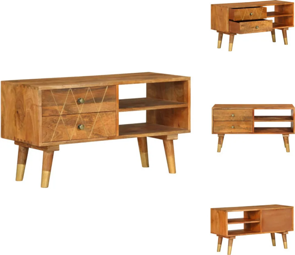 Meuble TV vidaXL 85 x 35 x 47 cm en bois de manguier massif naturel