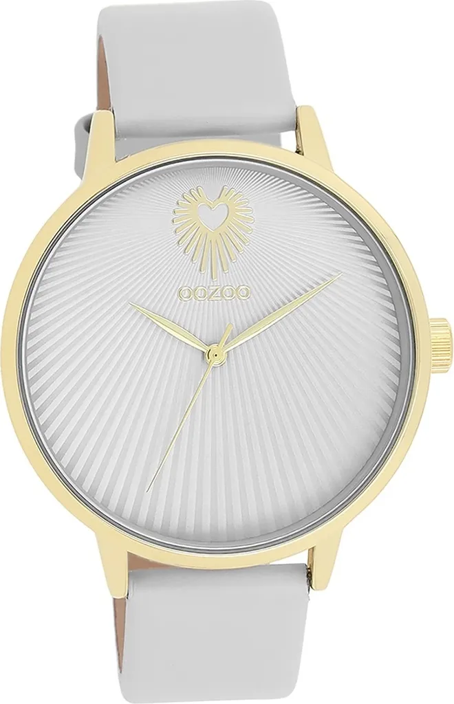 Montre Femme Bracelet Cuir Gris Clair - Oozoo Montre Quartz Analogique