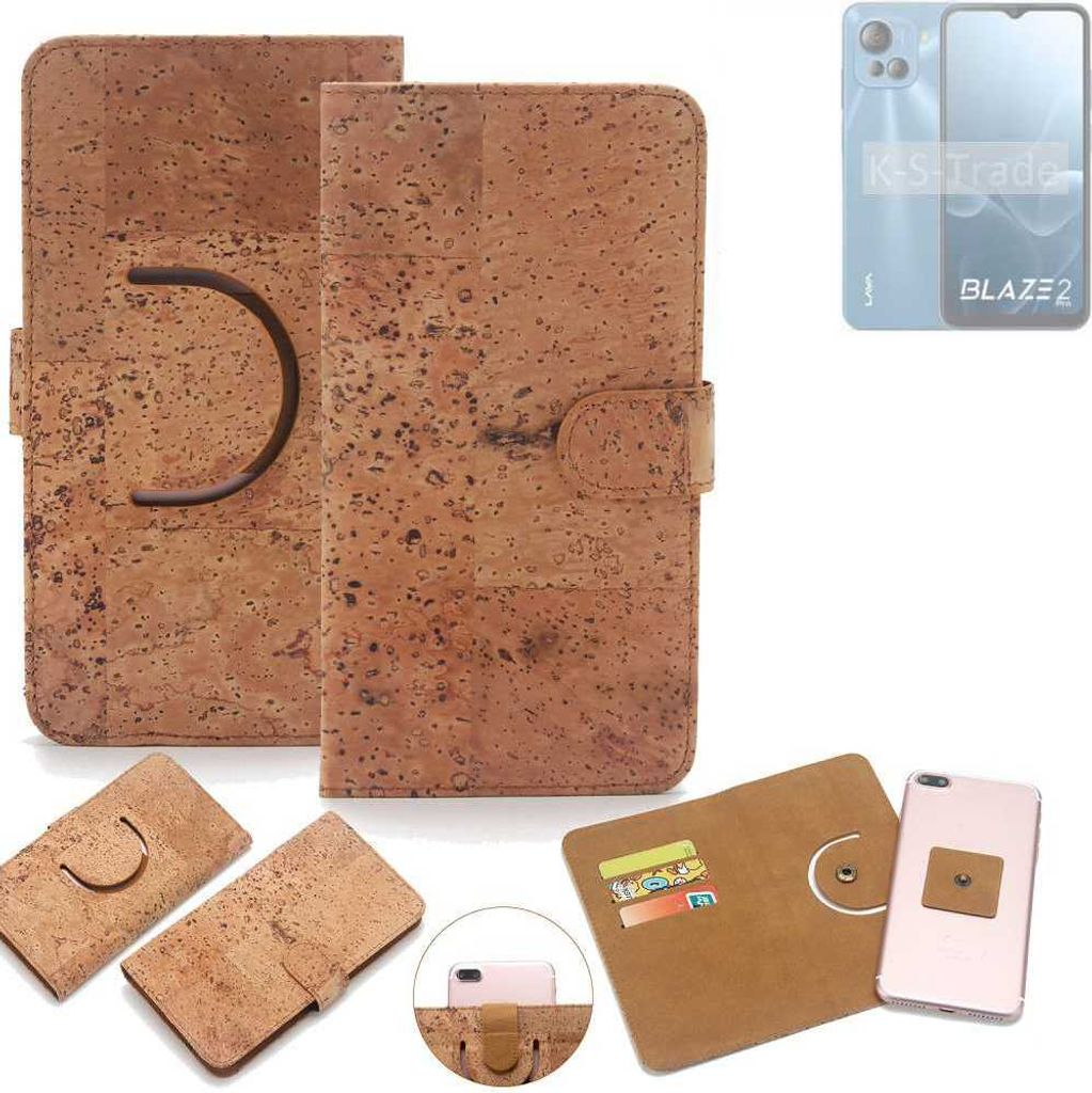 K-S-Trade Handy Hülle Schutz Hülle kompatibel mit Lava Blaze 2 Pro Handyhülle Schutzhülle Korkhülle Kork-Hülle 1x