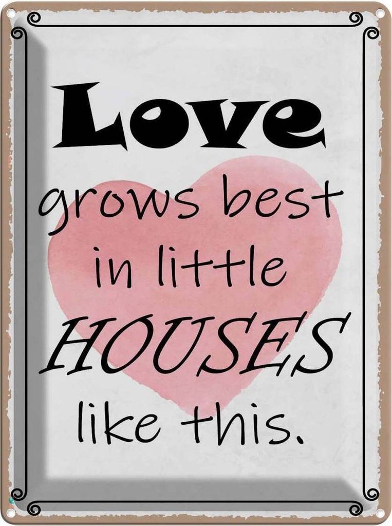 vianmo Blechschild 40x30 cm love grows best in little Produktbild 