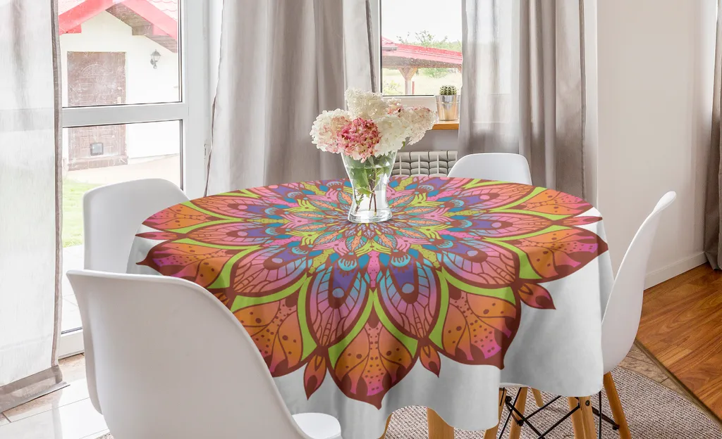 Tovaglia Etnica Mandala Rotonda 150 cm - ABAKUHAUS Decor Boho