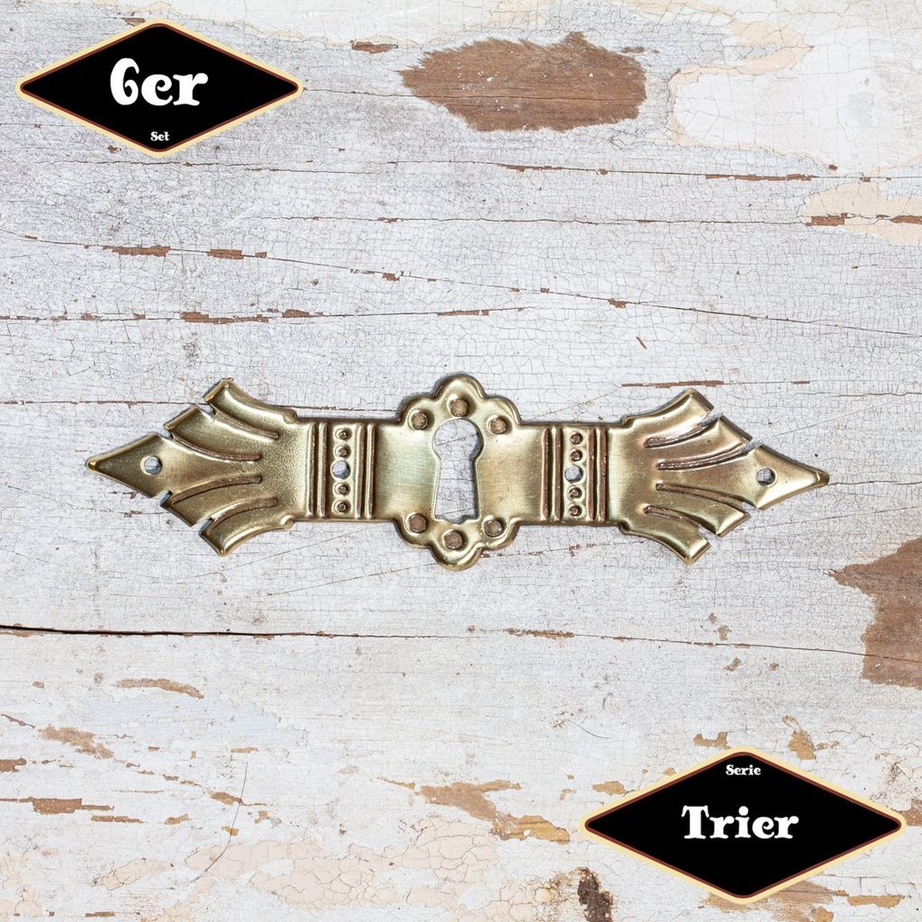 Schlüsselplatte,Serie"Trier",6er Pack| in Messing pat.|H3,3xB12,3cm