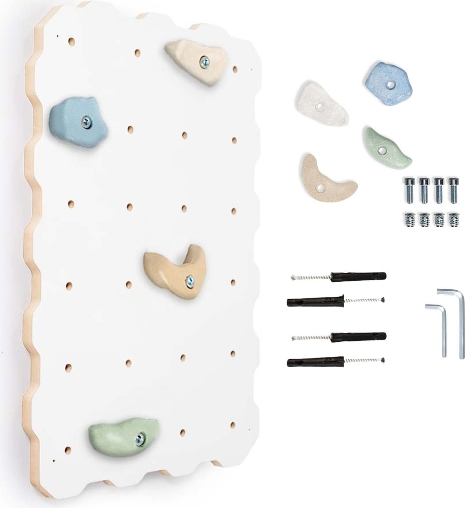 MAMOI® Kletterwand für kinderzimmer, Klettergerüst und spielgeräte indoor, Klettern mit Klettergriffe für kinder, Klettersteine, 1 Module Kletterturm mit Griffe, Turngeräte 100% ECO