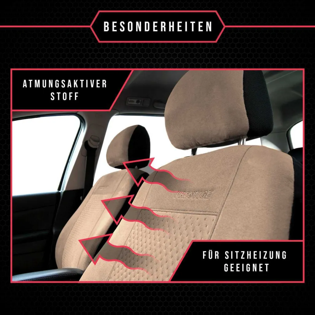 Coprisedili auto Set coprisedili universali per Fiat Bravo Beige Prestige - 4